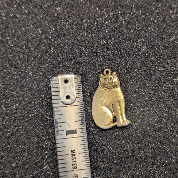 Vintage Cat Laurel Burch Gold Tone Necklace Charm Kitten Kitty Collectible - Picture 3 of 7